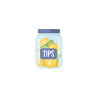 a jar of money with the word tips on it