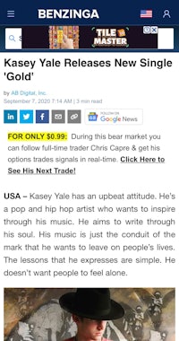 kevin yale releases single gold- screenshot